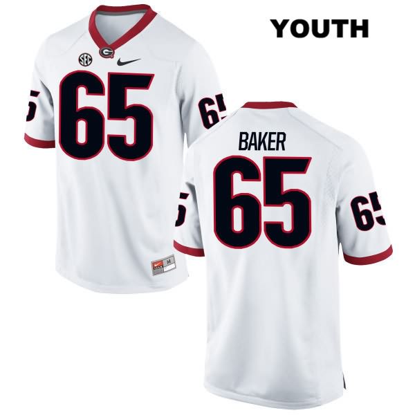 Georgia Bulldogs Youth Kendall Baker #65 NCAA Authentic White Nike Stitched College Football Jersey MRM0856FH